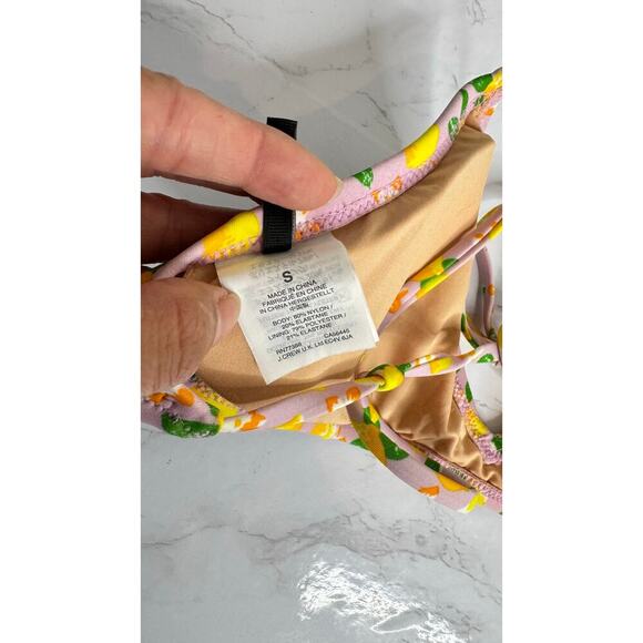 J. Crew Lemon Print French Cross-back Hight Rise Bikini Set, Top S, Bottom M - Picture 4 of 8